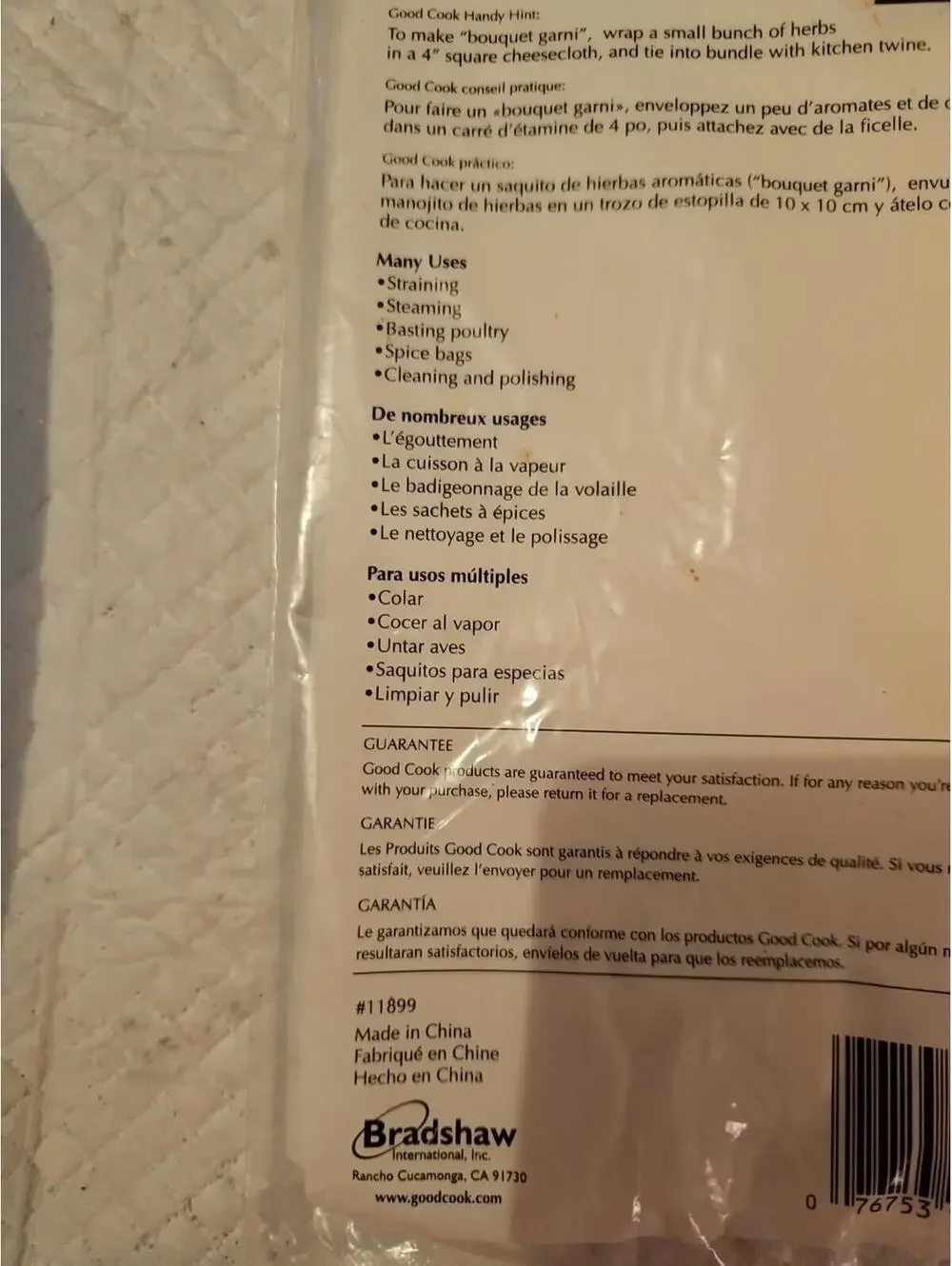 Goodcook 100% Cotton Cheesecloth 11899 Goodcook 11899 076753118996 Cotton